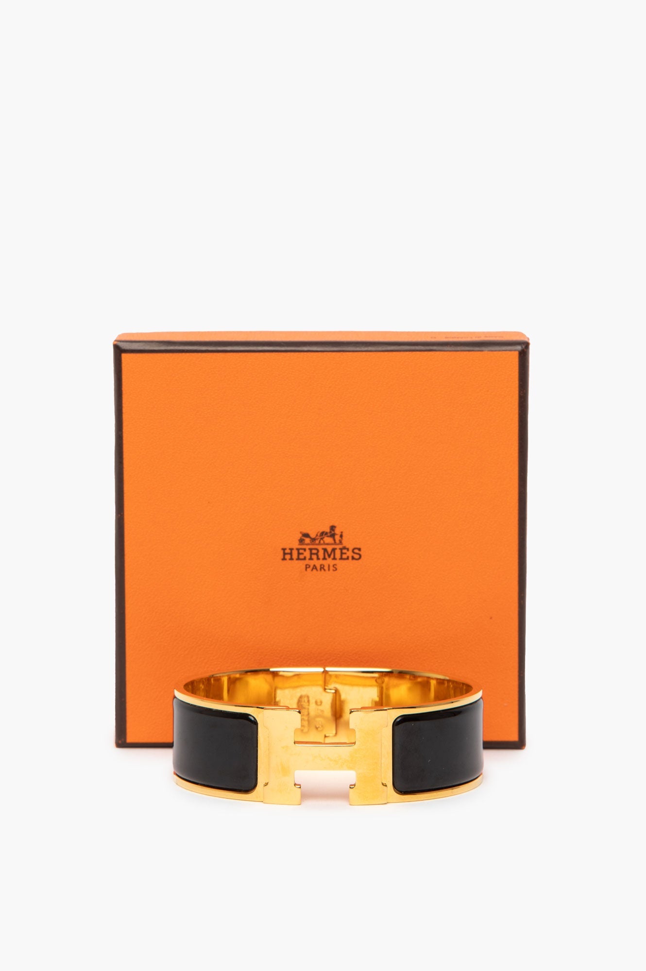 Hermès Yellow Gold/Black Clic Clac H Bracelet TGM