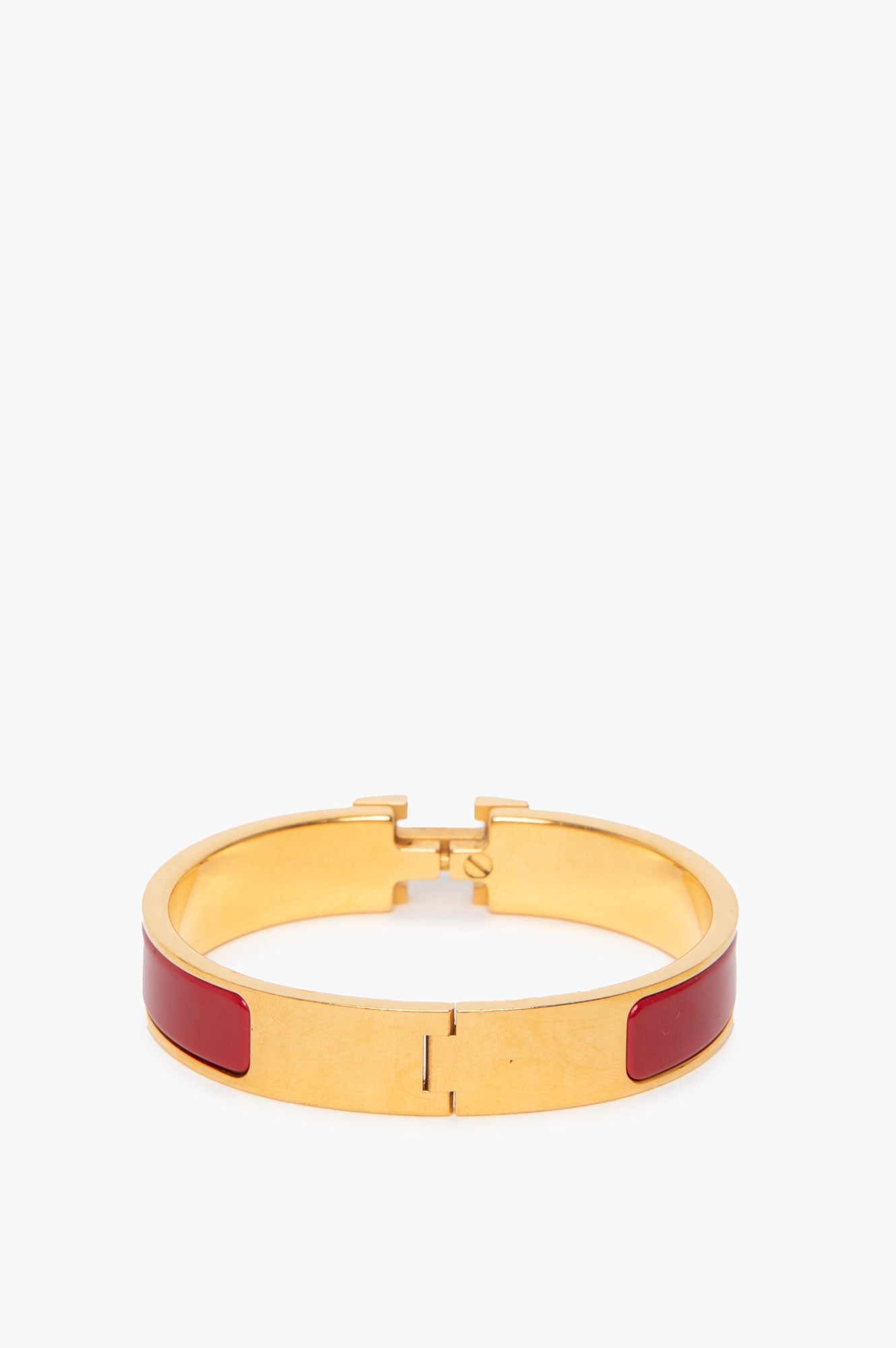 Hermès Gold Plated Red Clic H Bracelet PM