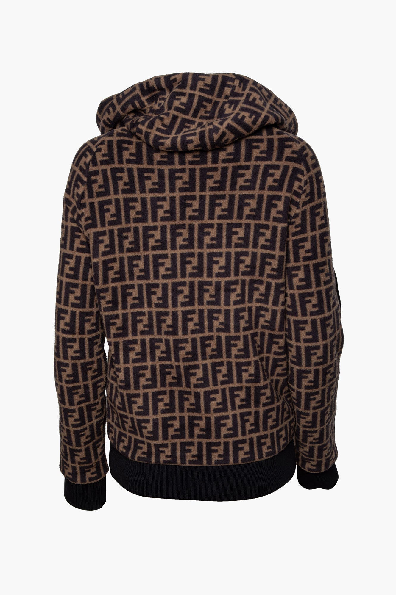 Fendi Allover Zucca FF Logo Printed Fleece Hoodie Size XS