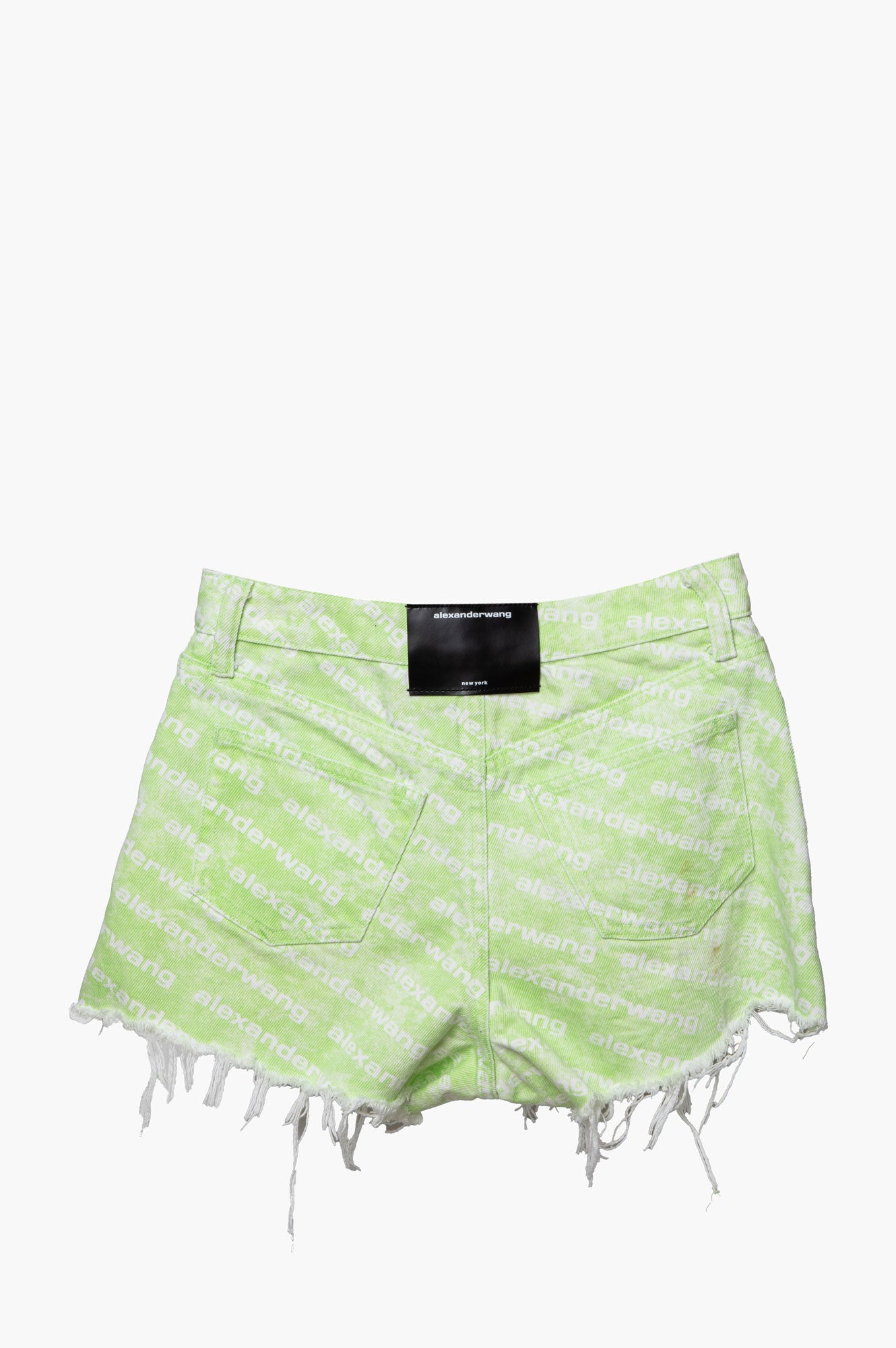 Alexander Wang Green Logo Print Bite Denim Short