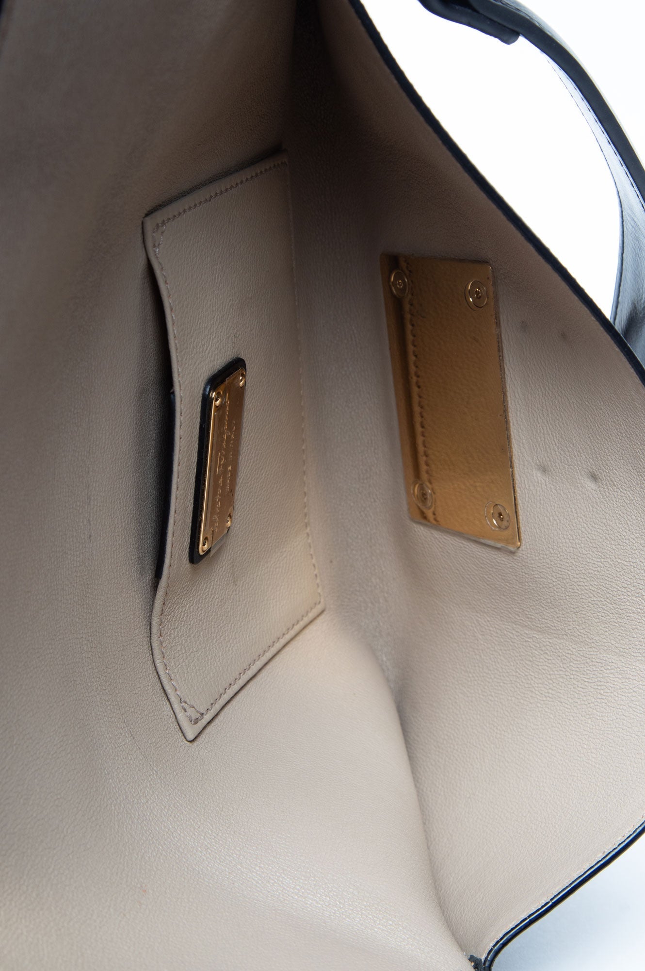 Salvatore Ferragamo Black Leather Afef Lock Story Wristlet Clutch