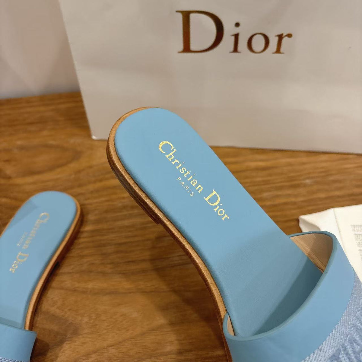 Dior Logo Embroidered Flat Slippers