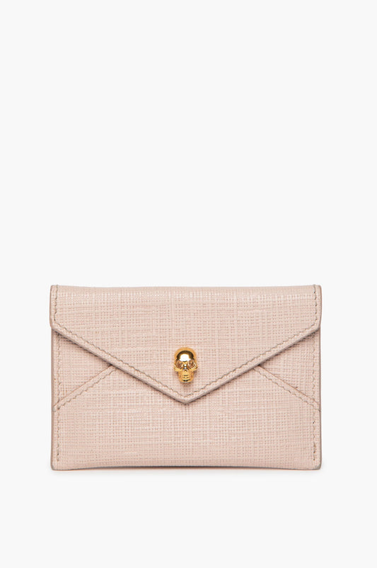 Alexander McQueen Light Pink Embossed Leather Envelope Skull Cardholder
