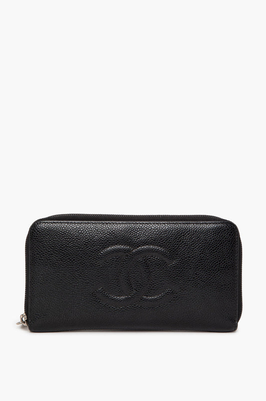 Chanel Black Caviar Large CC Timeless Zip Around Organizer Wallet