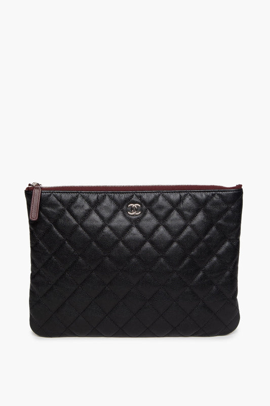 Chanel Black Quilted Caviar Medium O-Case