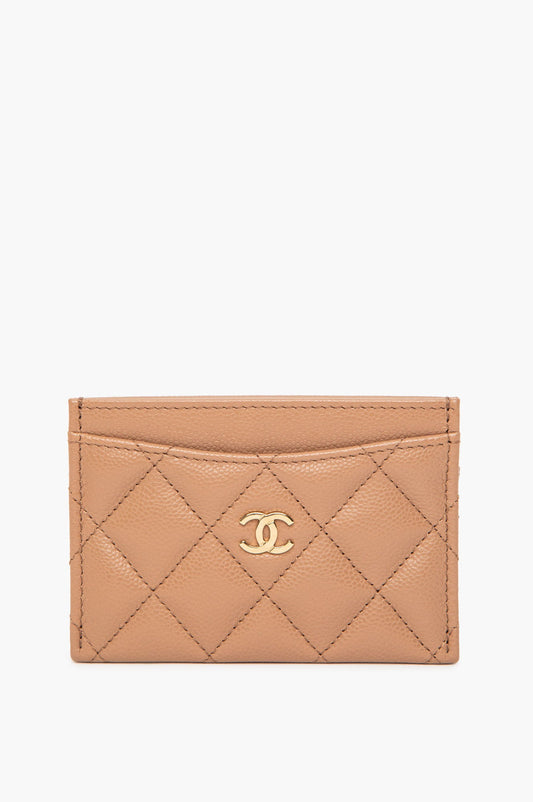 Chanel Dark Beige Quilted Caviar Cardholder
