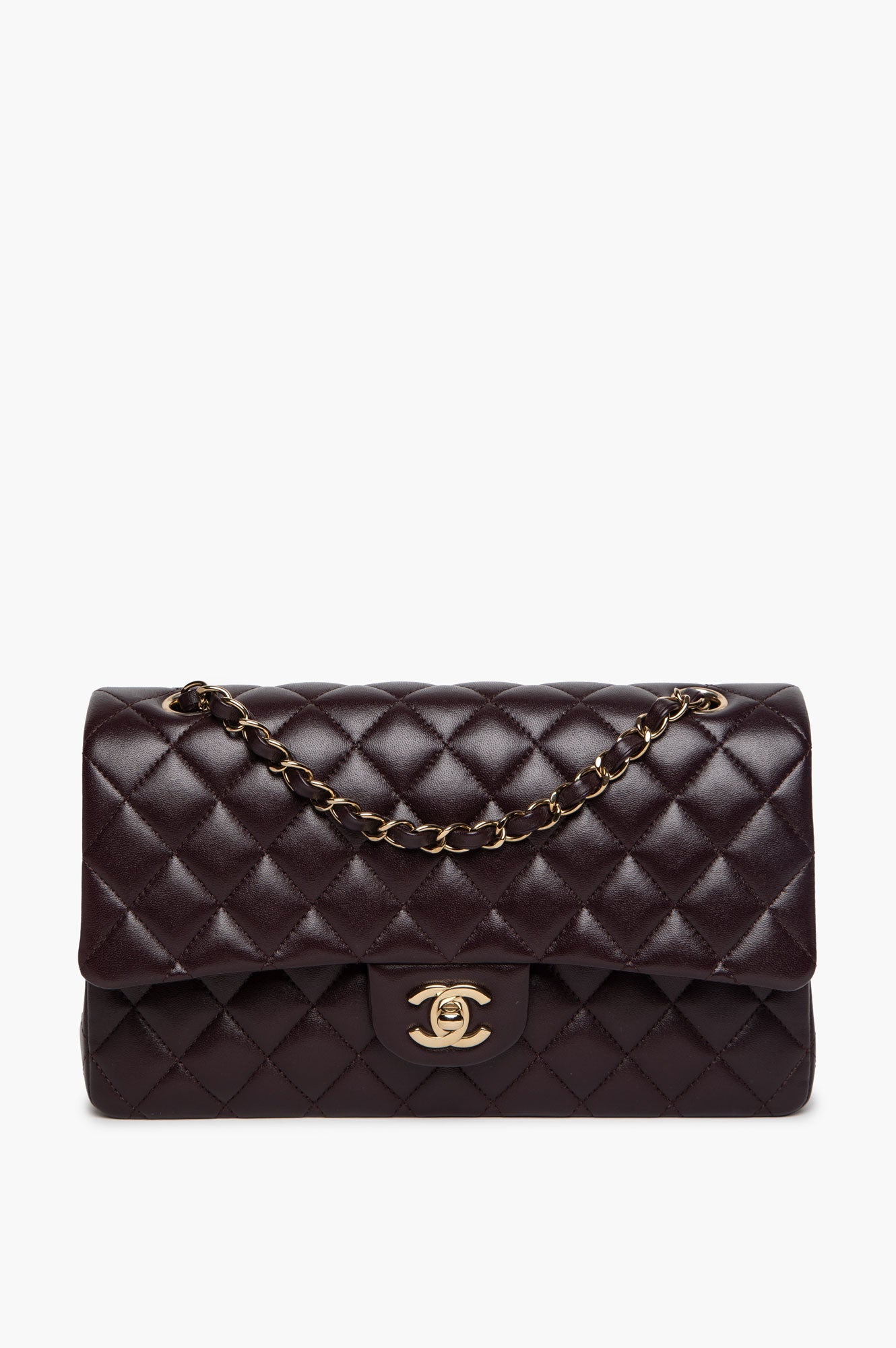 Chanel Dark Purple Lambskin Medium Classic Flap Bag 2025