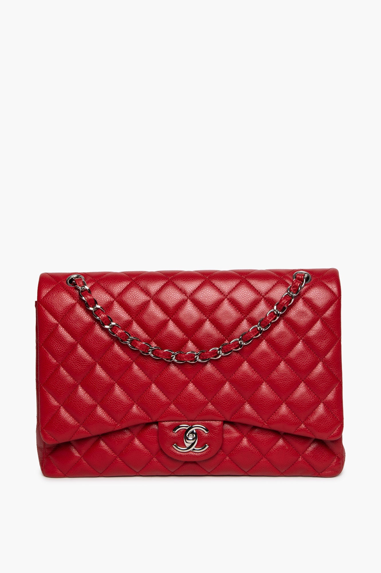 Chanel Red Caviar Maxi Classic Double Flap Bag