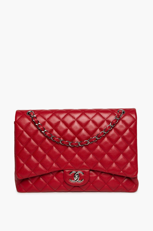 Chanel Red Caviar Maxi Classic Double Flap Bag
