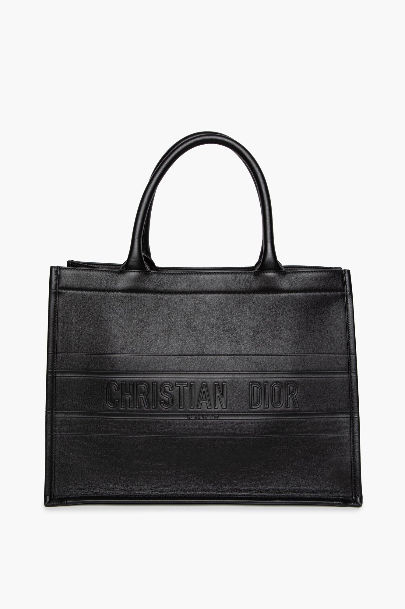 Christian Dior Black Calf Leather Book Tote
