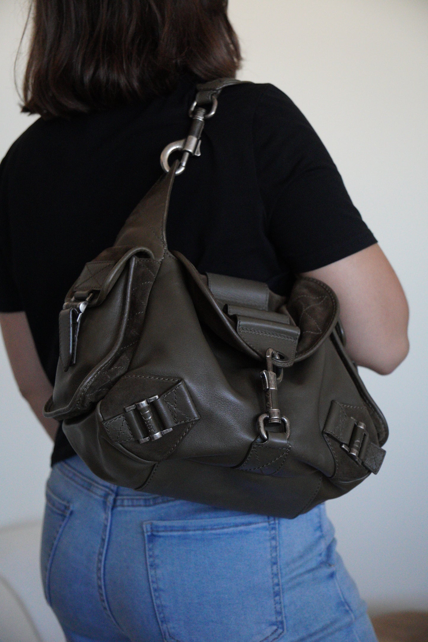 Dior Rebelle green leather handbag