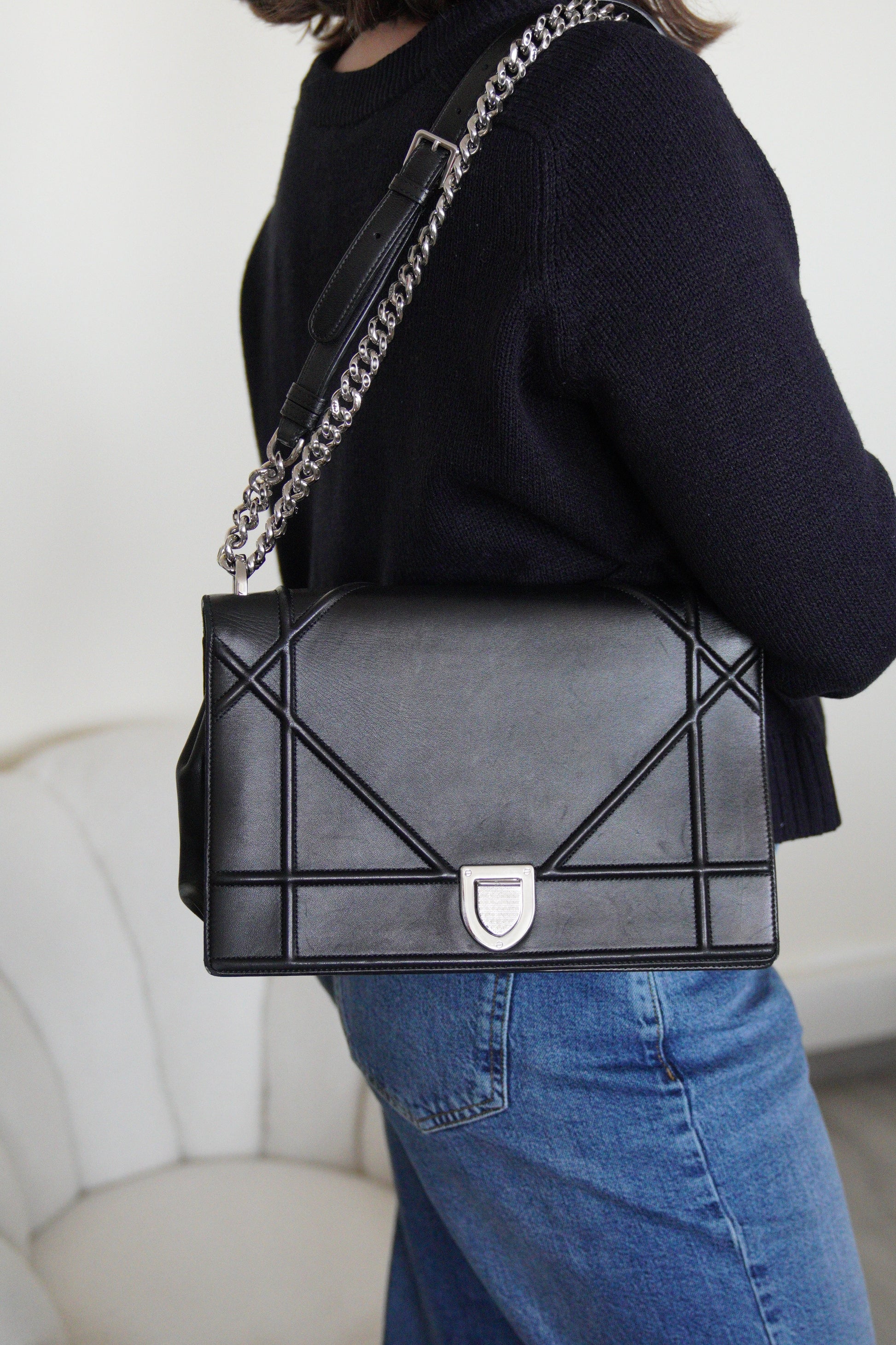 Dior Diorama black leather crossbody bag