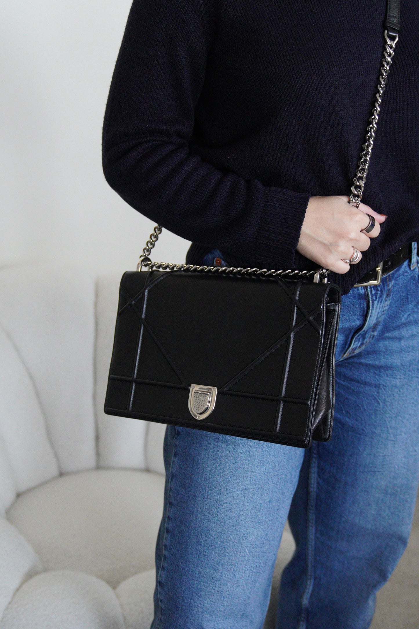 Dior Diorama black leather crossbody bag