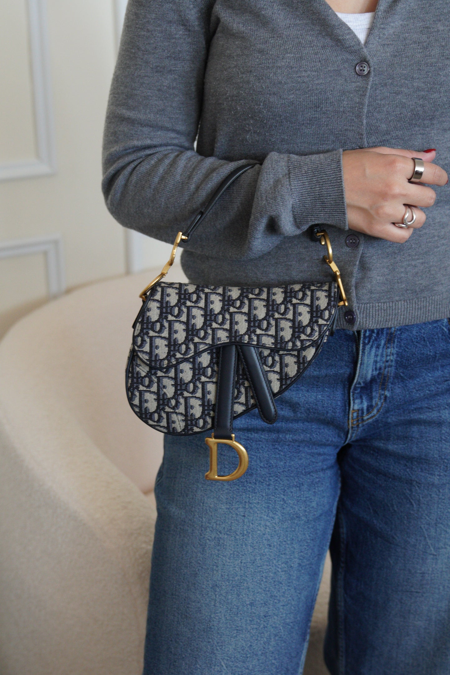 Mini Saddle Dior oblique blue