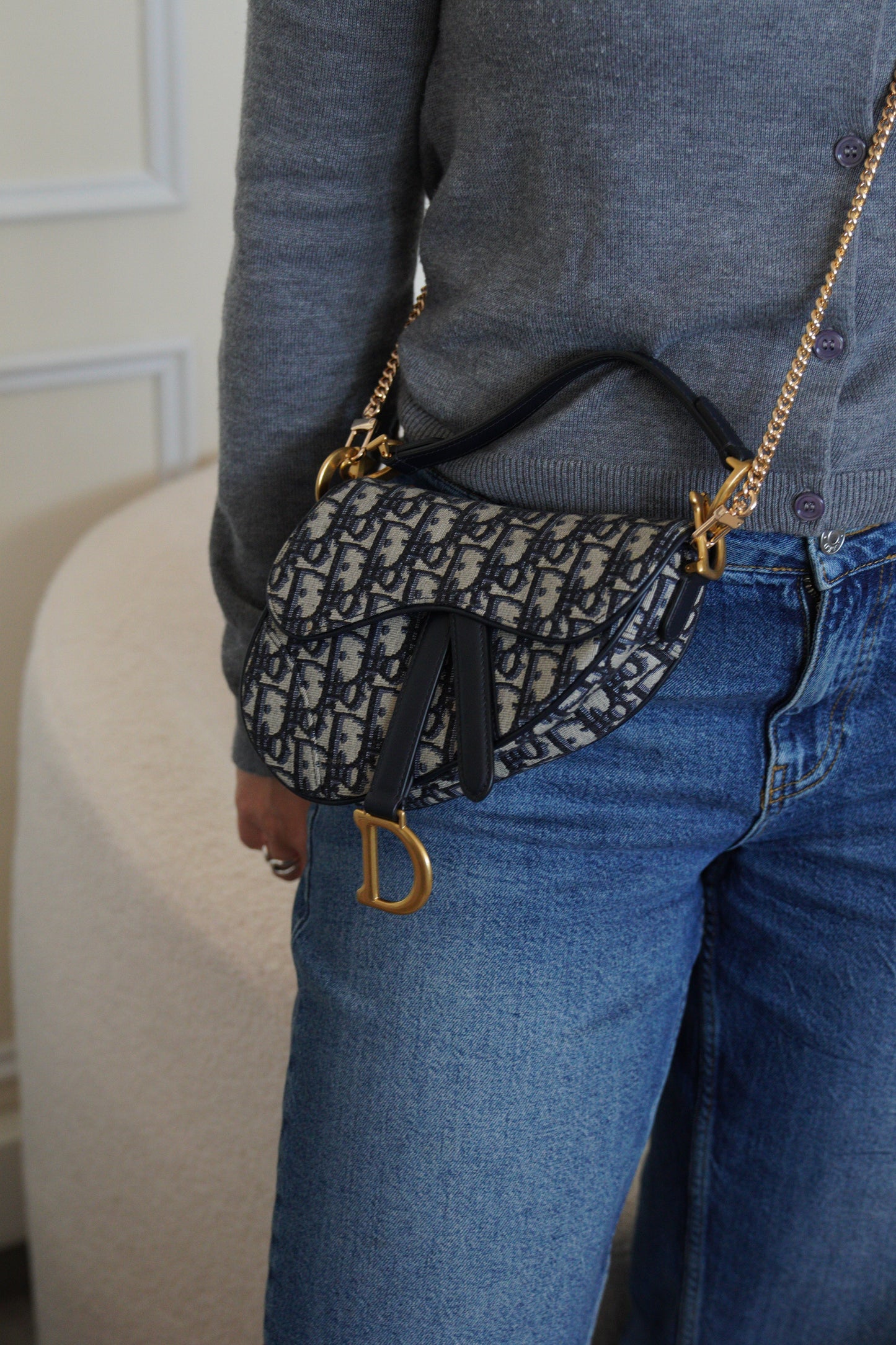 Mini Saddle Dior oblique blue