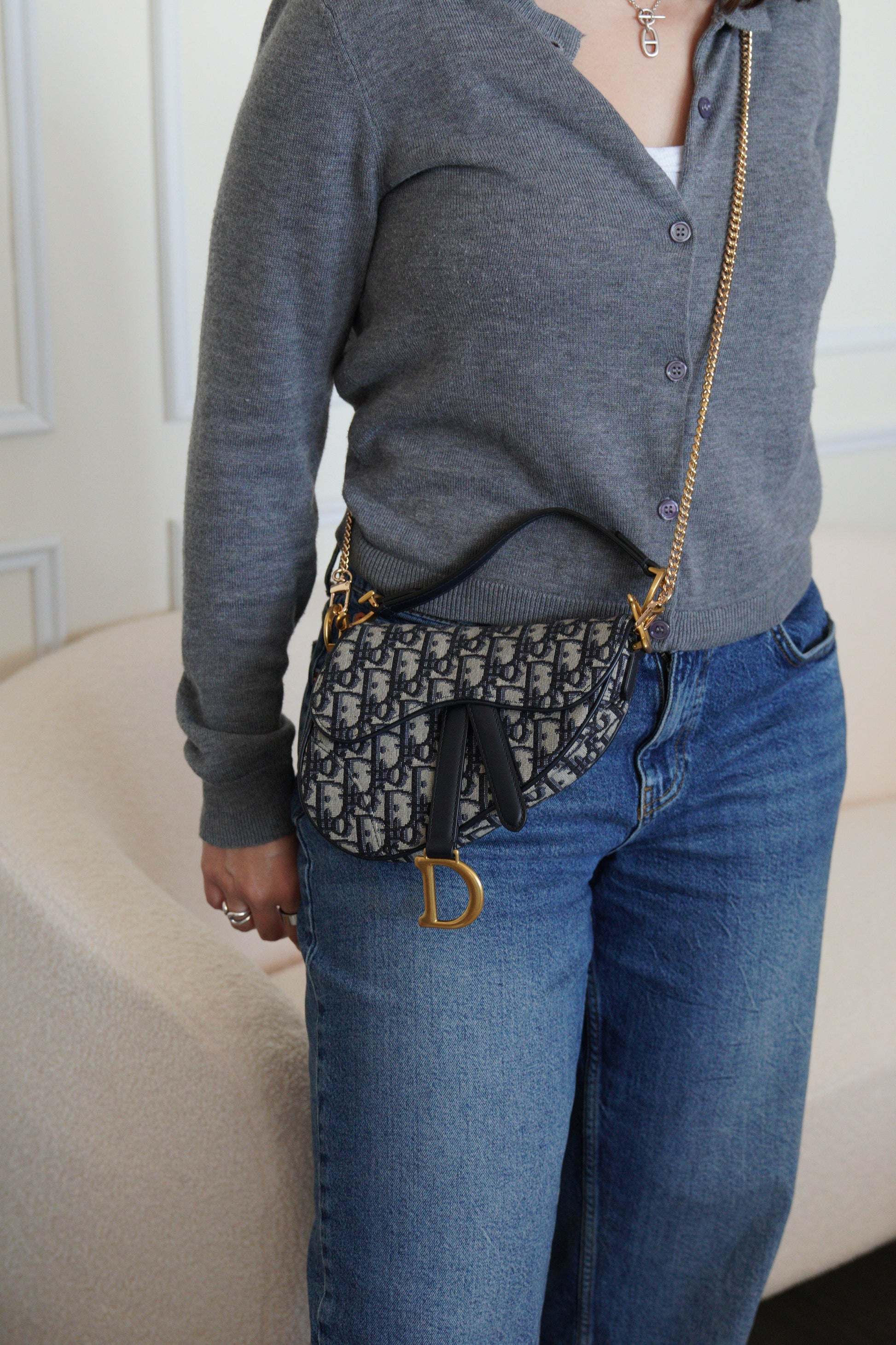 Mini Saddle Dior oblique blue