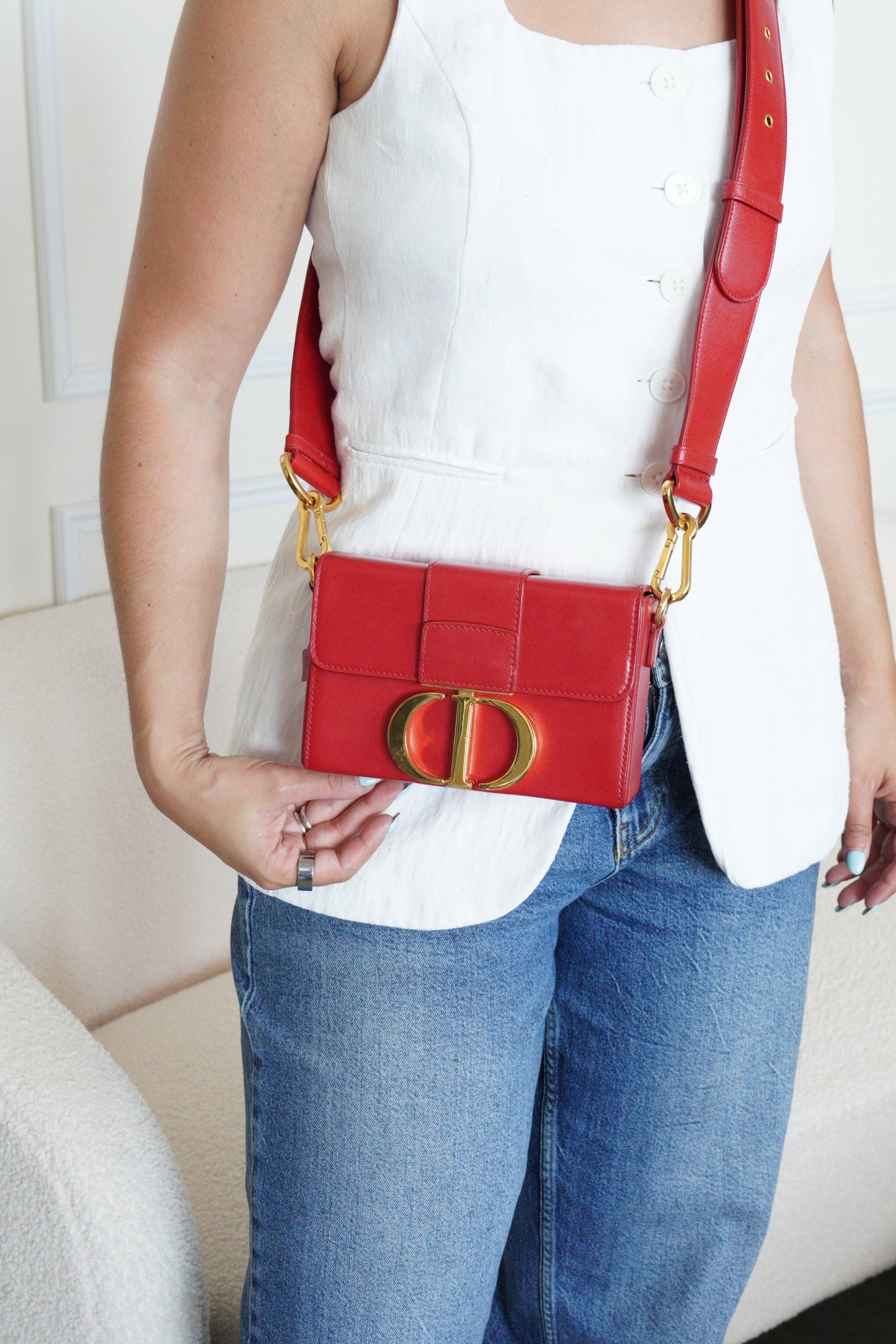 Dior Montaigne Small Red Gold Hardware