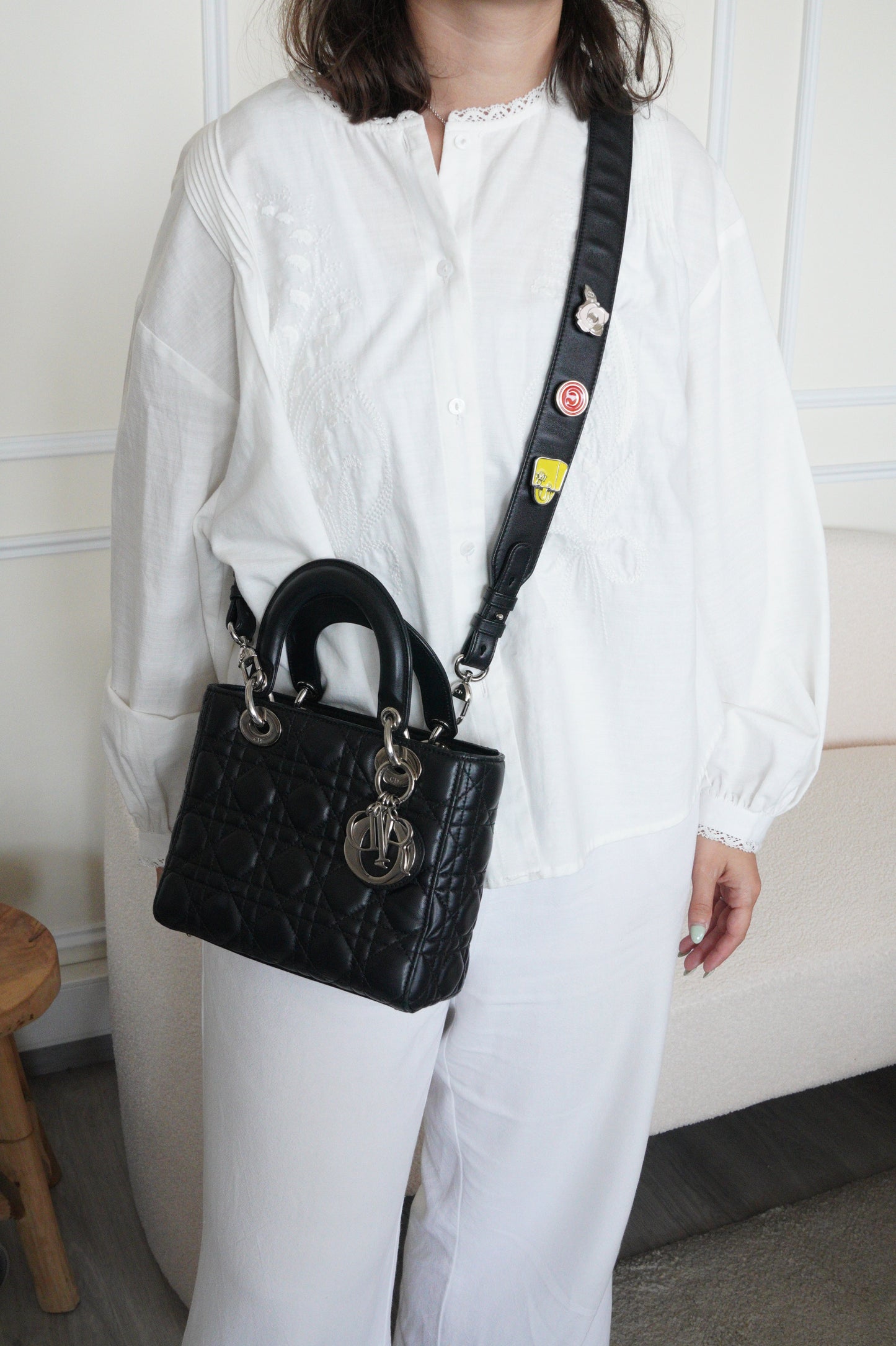 Lady Dior Small Black silver hardware