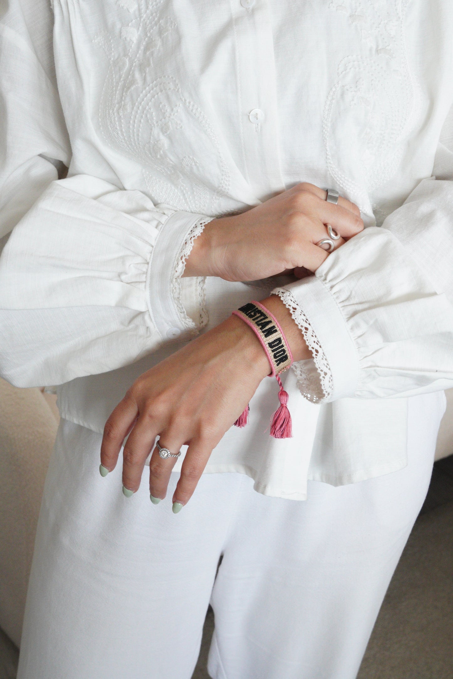 Dior Pink Fabric Bracelet