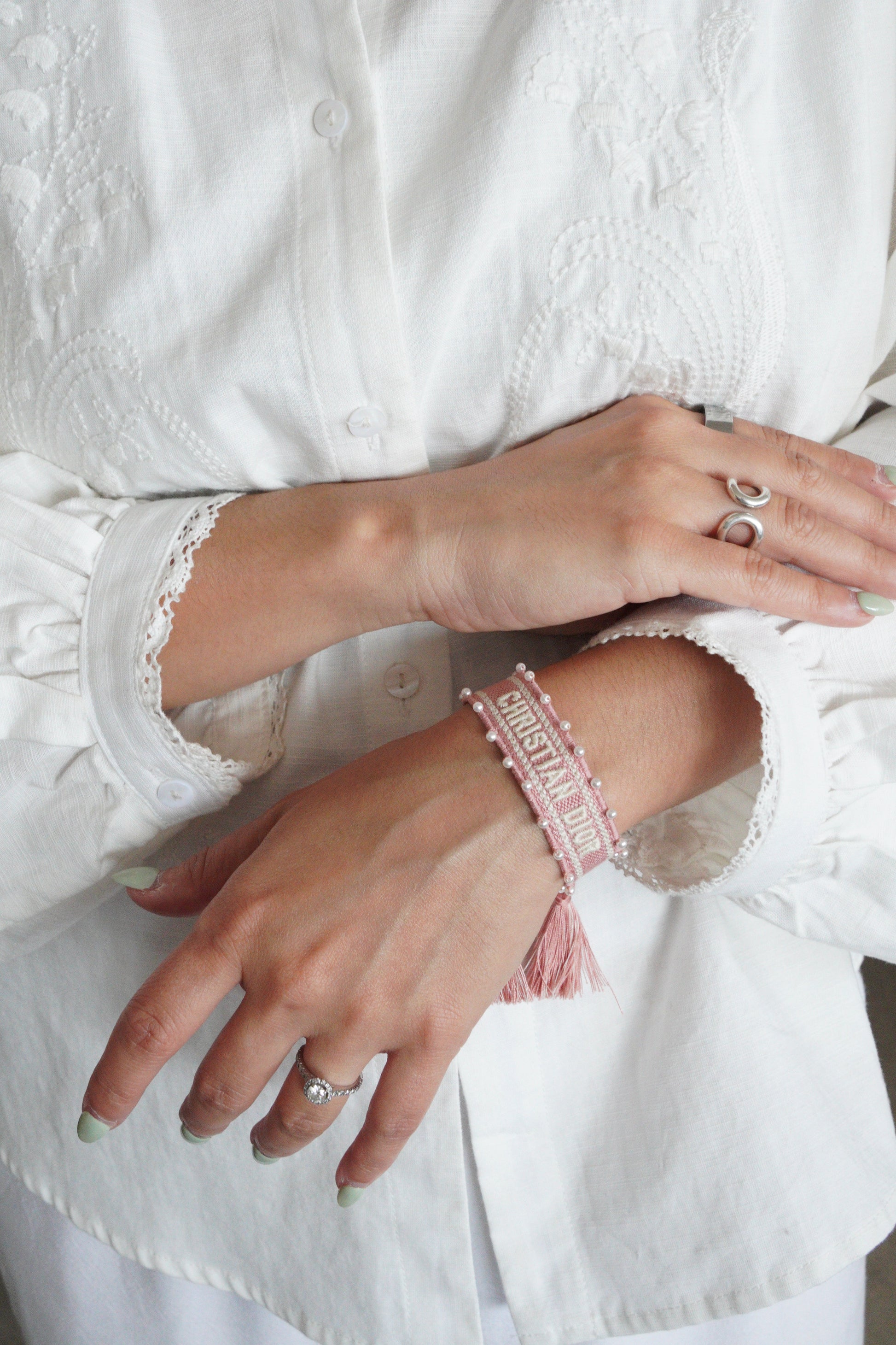 Dior Pink Fabric With Perle Bracelet