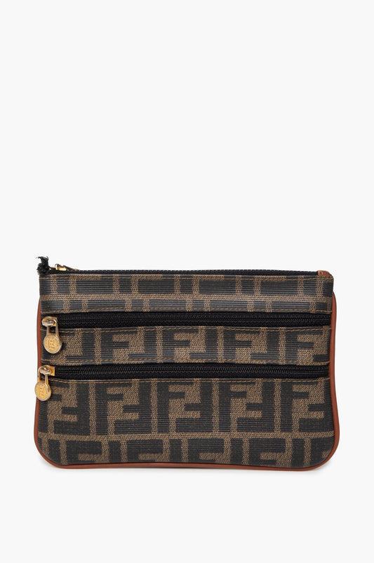 Fendi Tobacco Zucca Monogram Canvas Zip Pouch