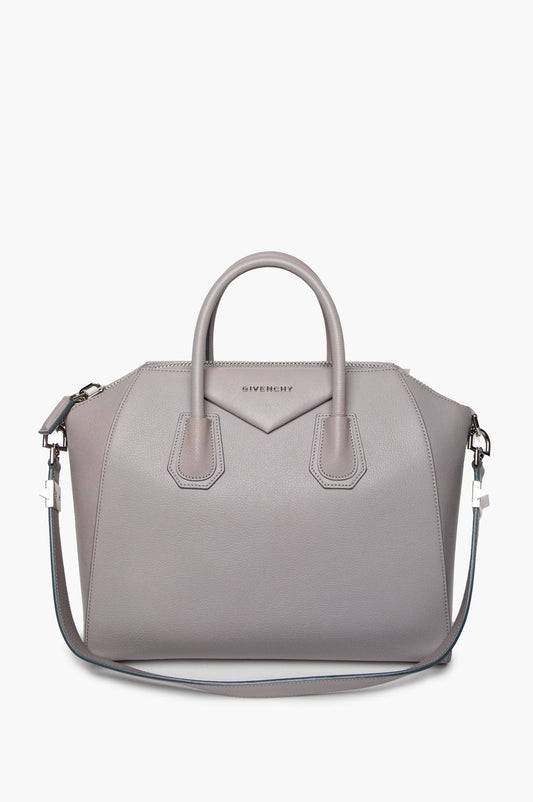 Givenchy Grey Grained Leather Medium Antigona Bag