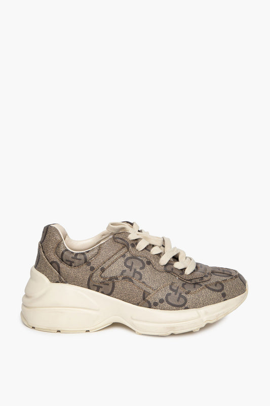 Gucci Beige GG Supreme Monogram Rhyton Sneakers 36.5