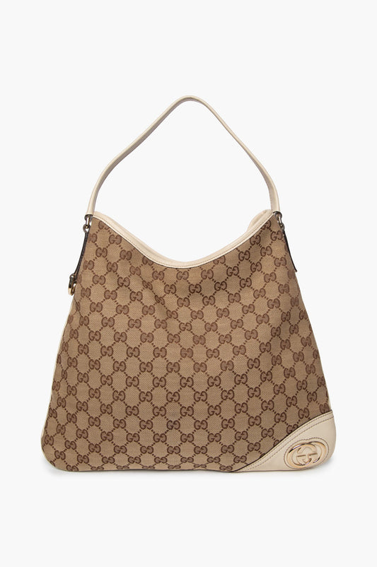 Gucci Monogram Brown GG Canvas Britt Hobo Leather Bag