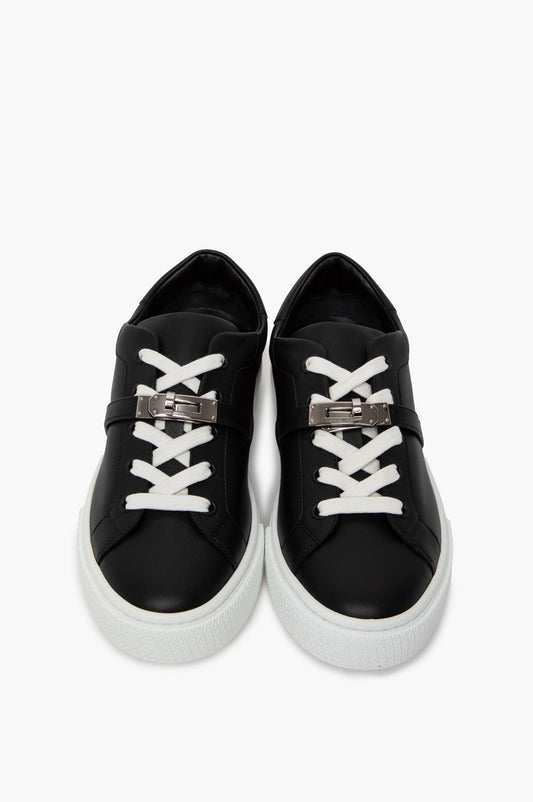 Hermès Black Calfskin Kelly Buckle Day Sneaker Size 37