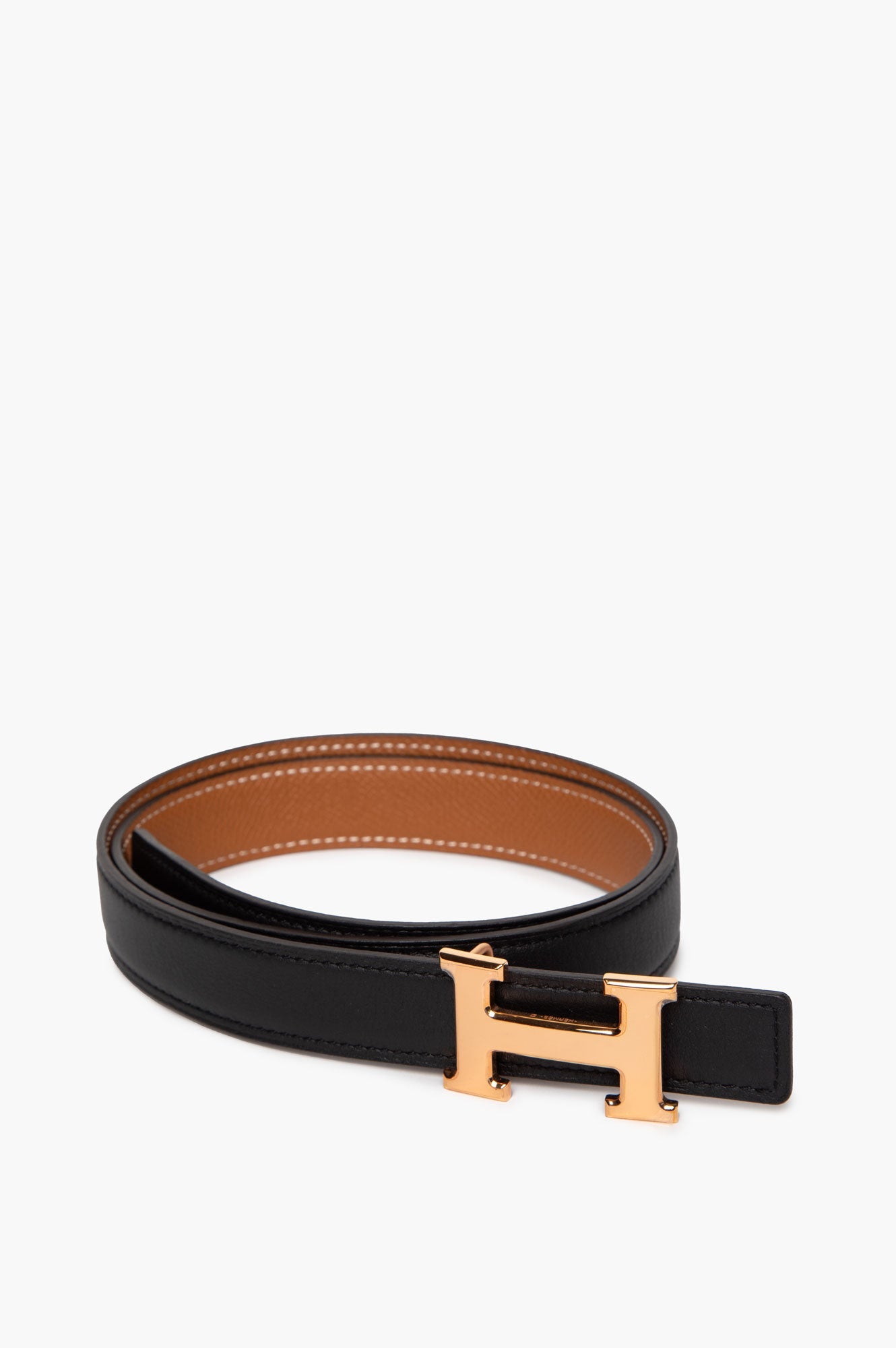 Hermès Gold/Black Reversible H Belt 75cm