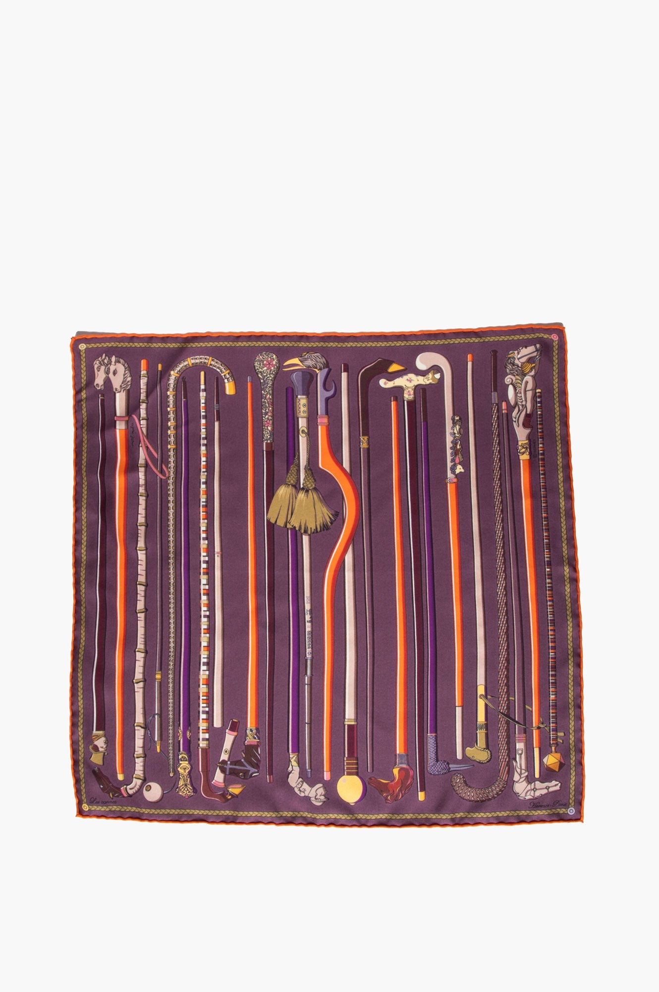 Hermès Les Cannes Silk Scarf 45cm