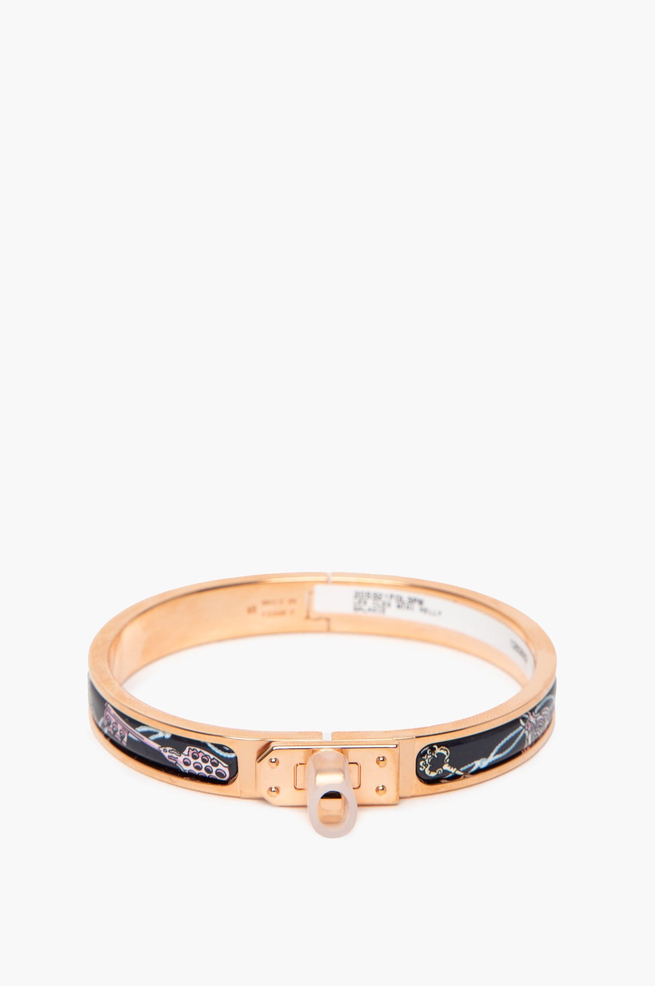 Hermès "Les Cles" Printed Rose Gold Mini Clic Kelly Bracelet PM