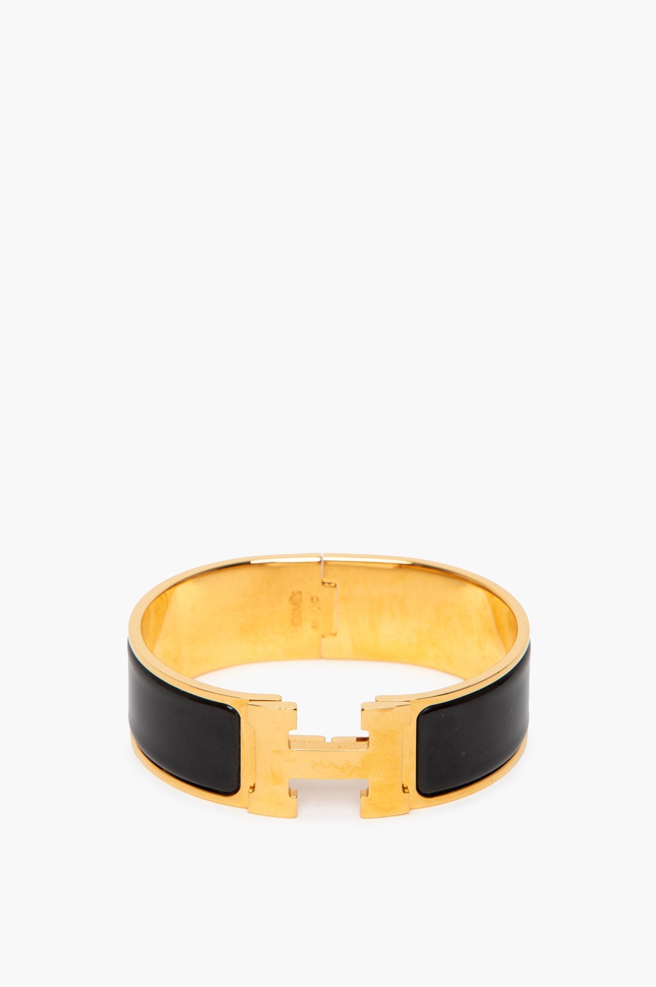 Hermès Yellow Gold/Black Clic Clac H Bracelet TGM