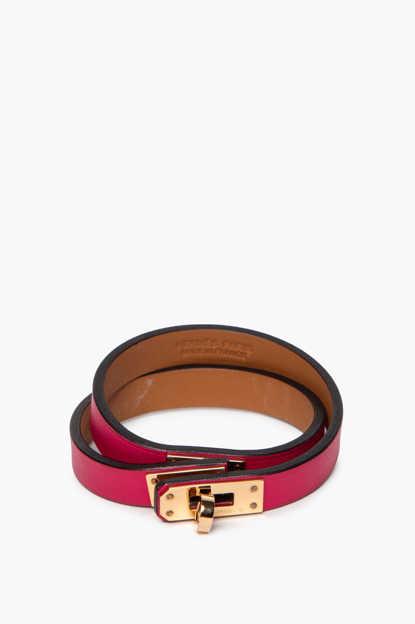 Hermès Yellow Gold Plated Framboise Mini Kelly Double Tour Bracelet T1