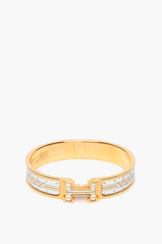 Hermès Yellow Gold Plated White Clic H Quadrige Au Fil Bracelet PM