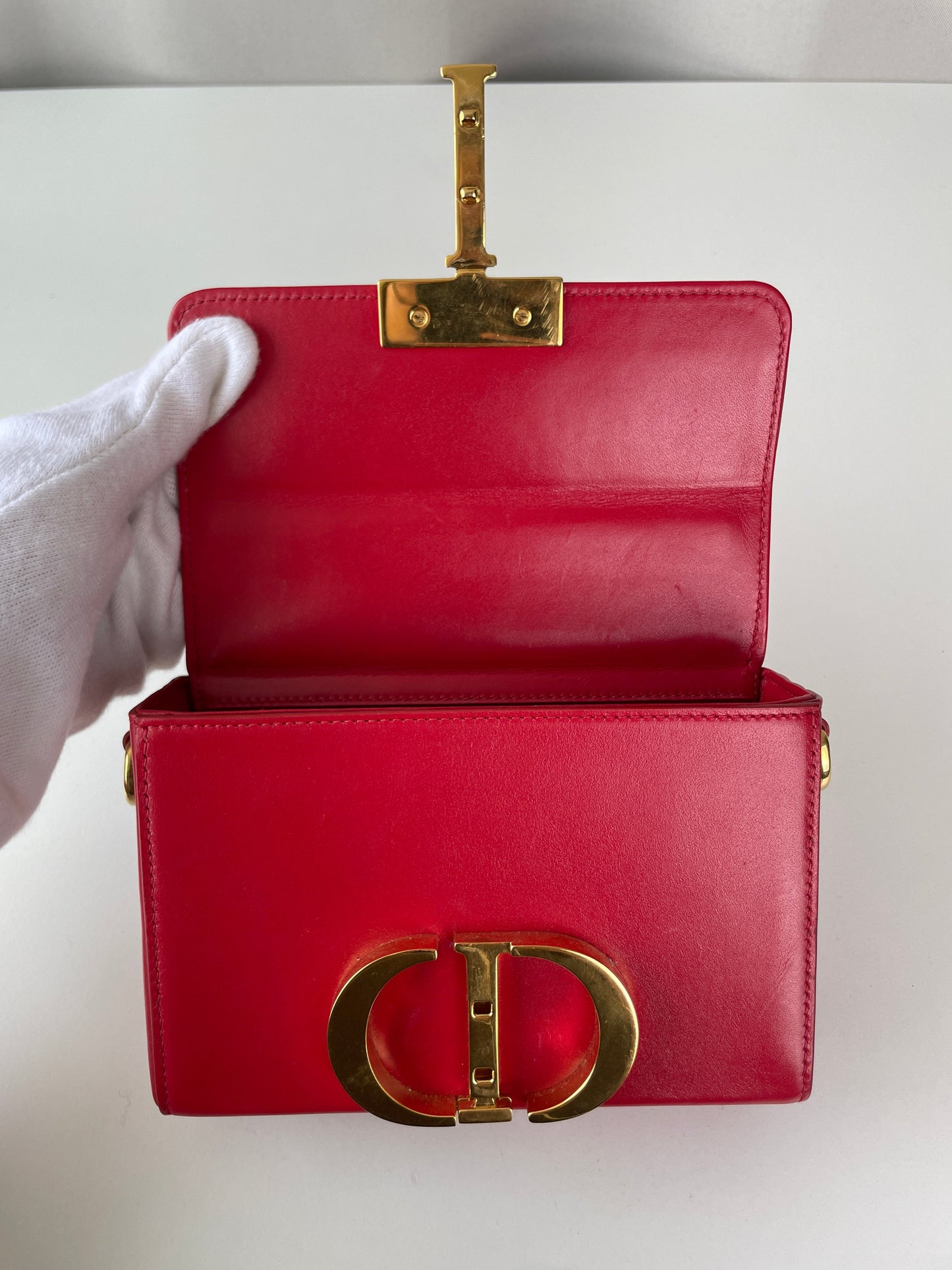 Dior Montaigne Small Red Gold Hardware