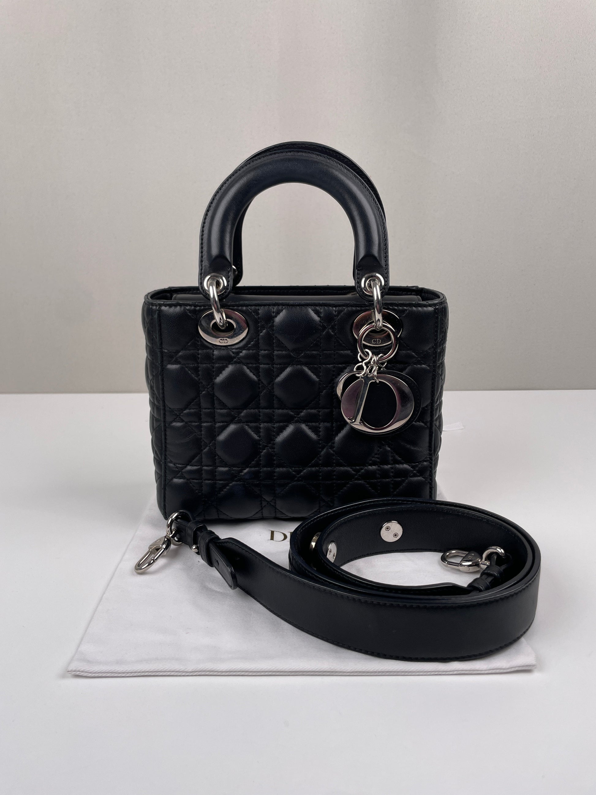 Lady Dior Small Black silver hardware
