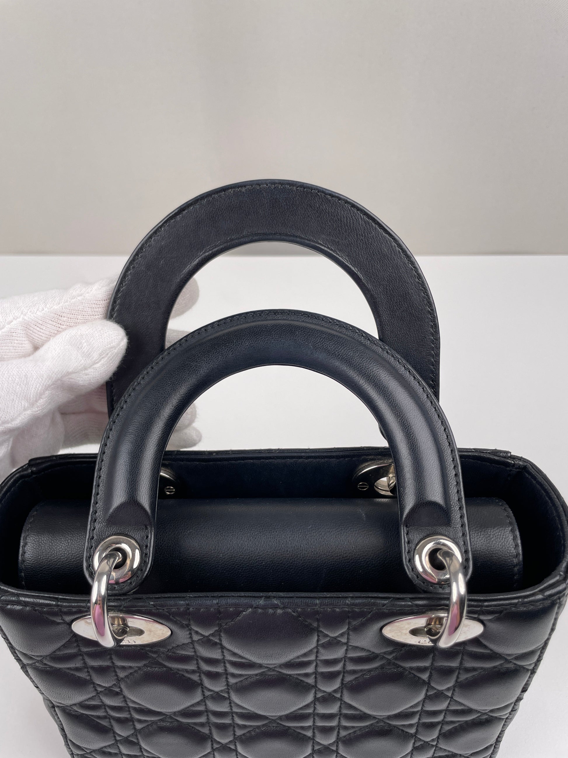 Lady Dior Small Black silver hardware