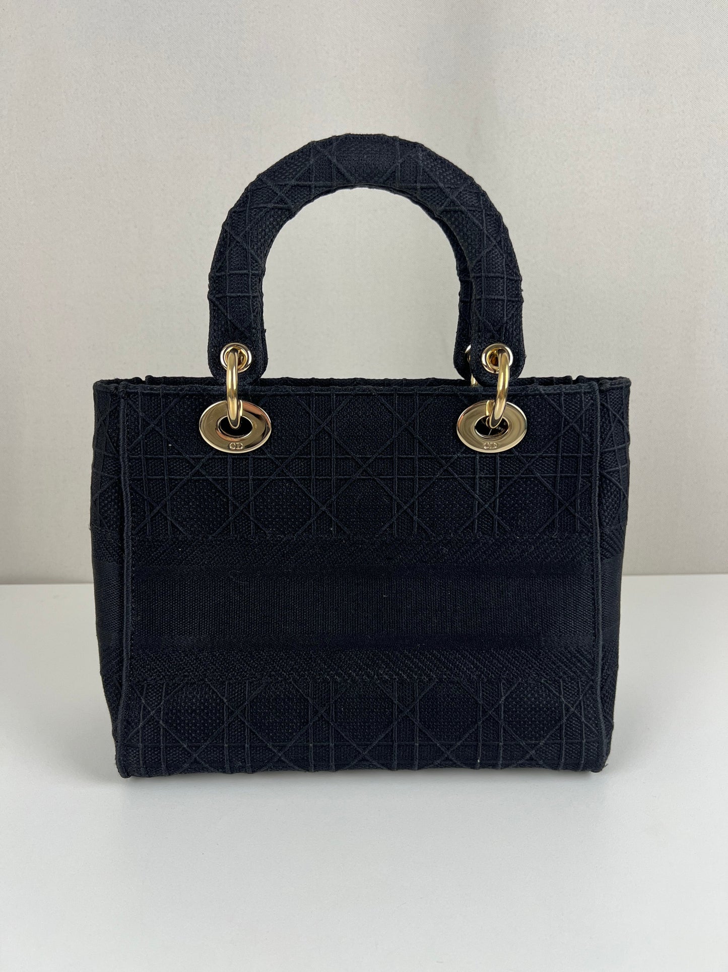 Lady Dior D-lite Black medium fabric bag
