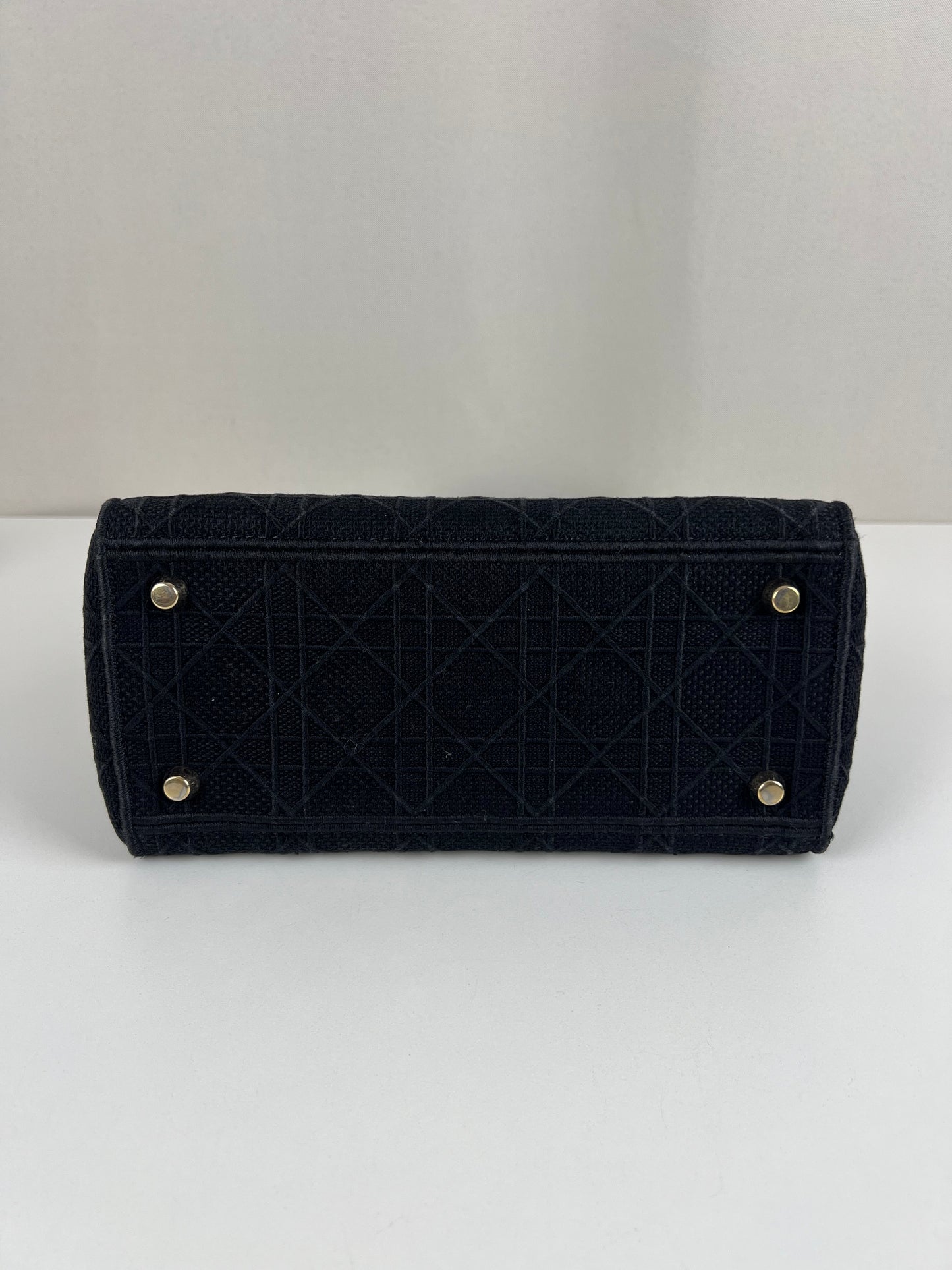 Lady Dior D-lite Black medium fabric bag