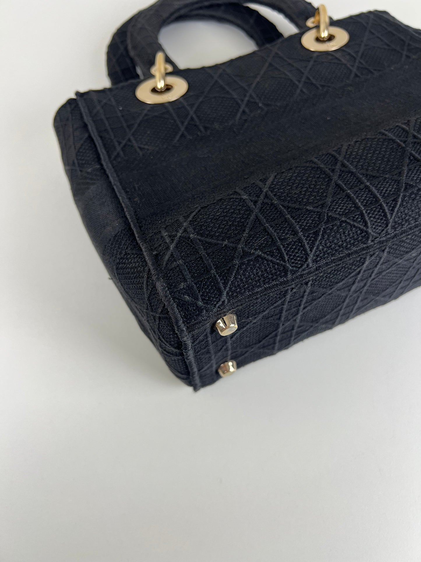 Lady Dior D-lite Black medium fabric bag