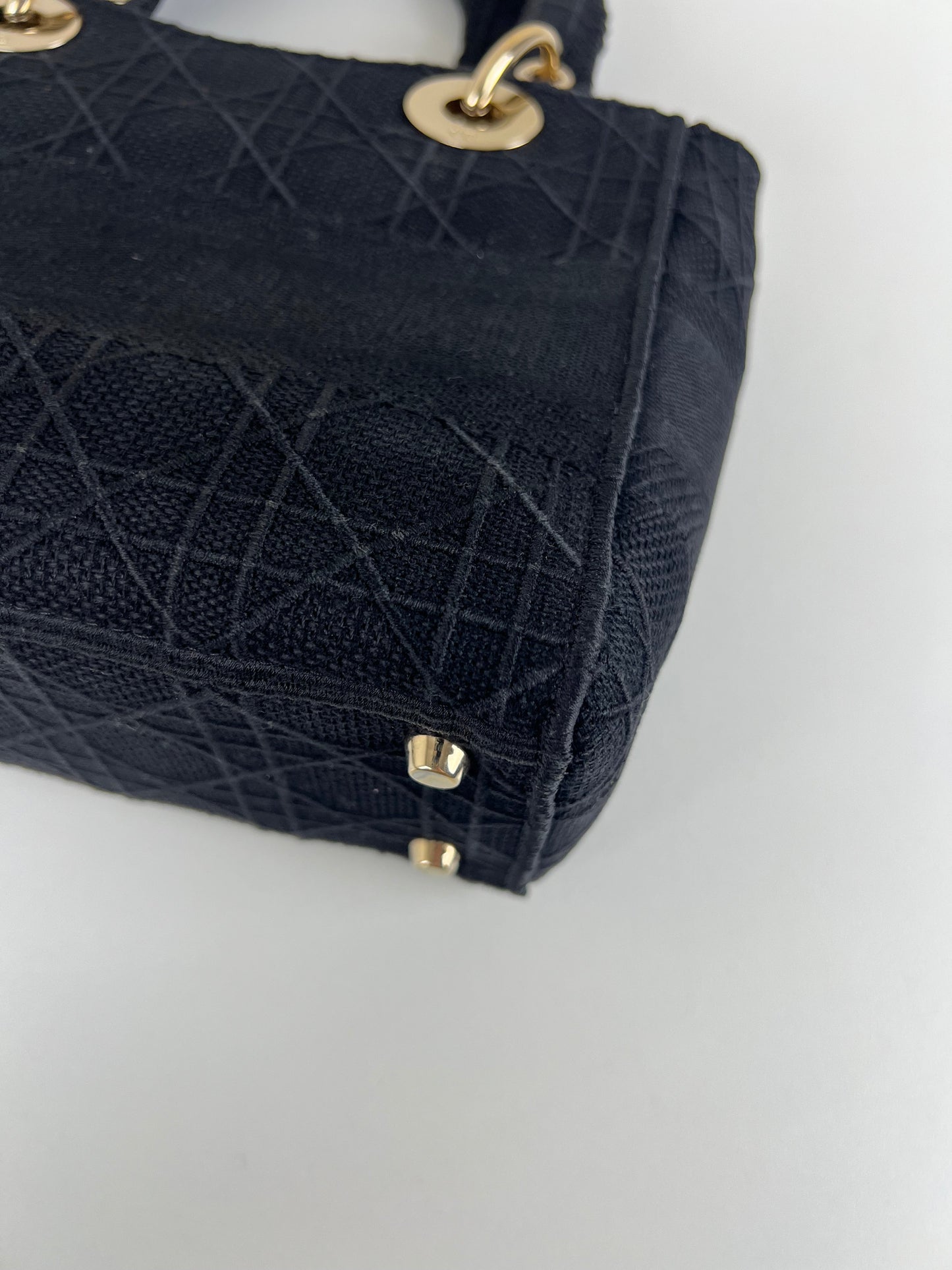 Lady Dior D-lite Black medium fabric bag