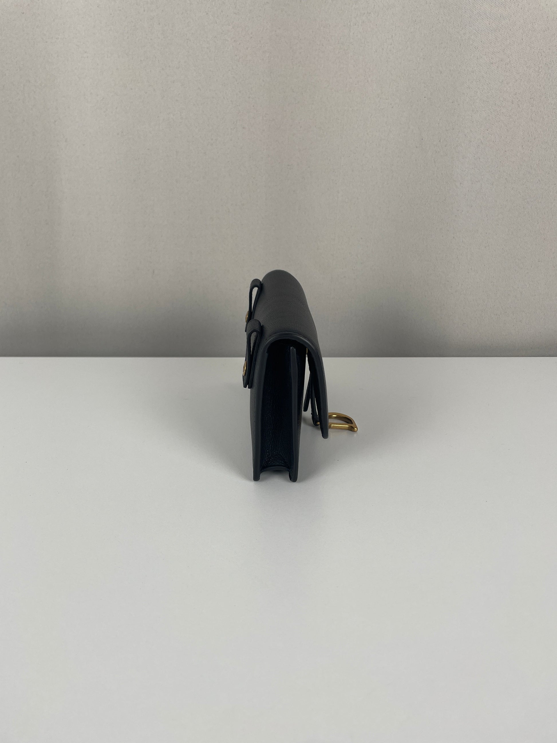 Dior saddle belt black leather bag