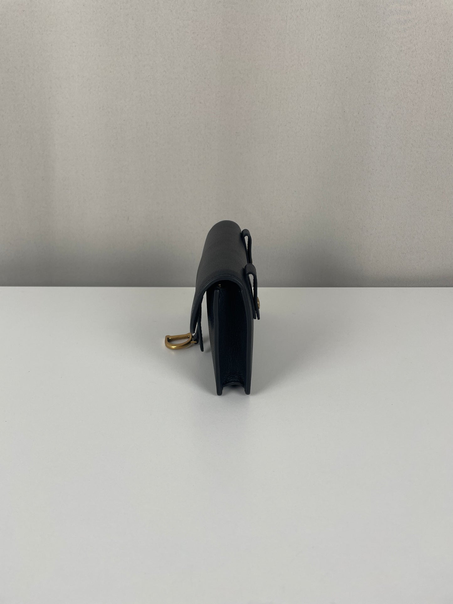 Dior saddle belt black leather bag