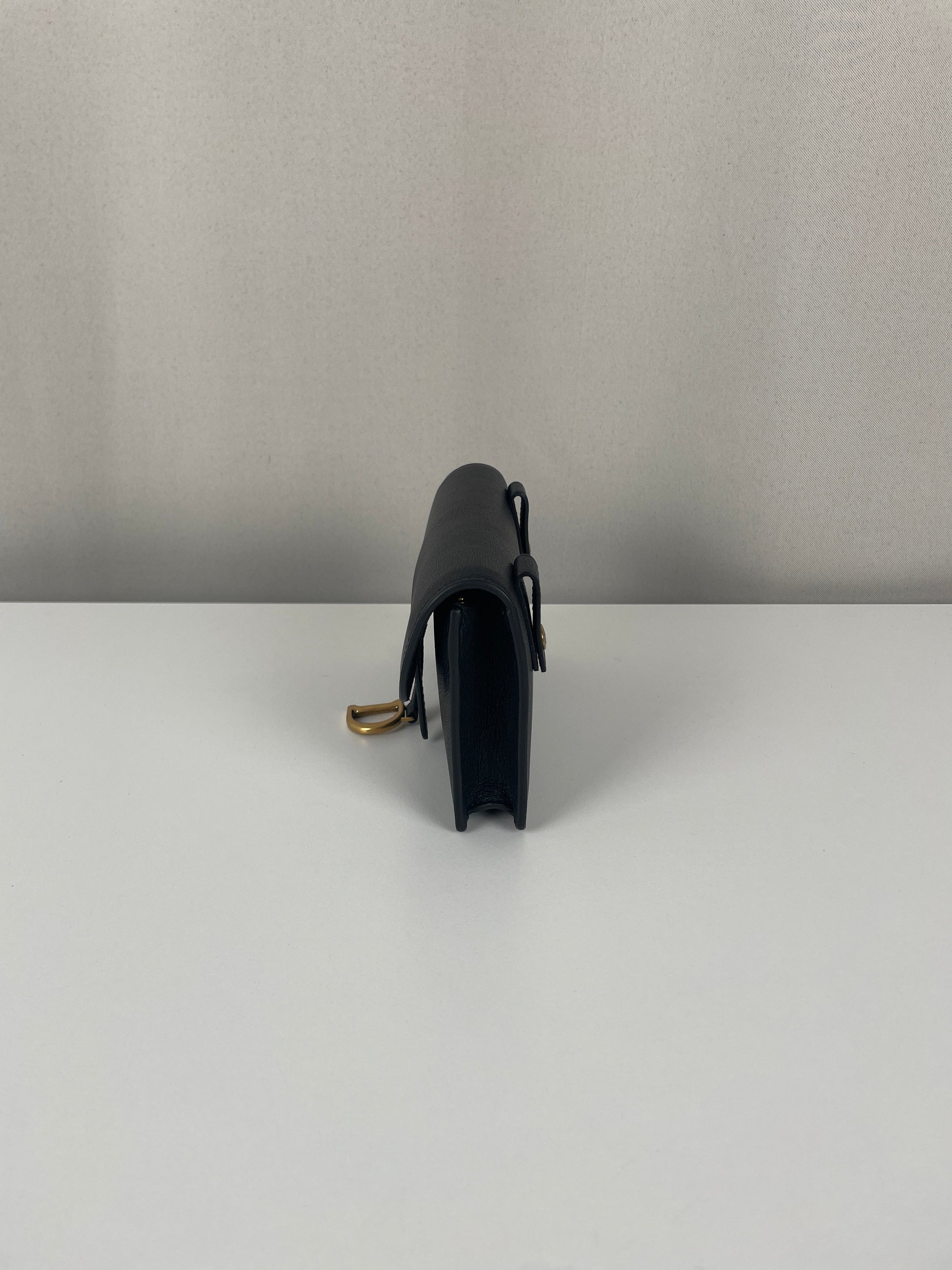 Dior saddle belt black leather bag