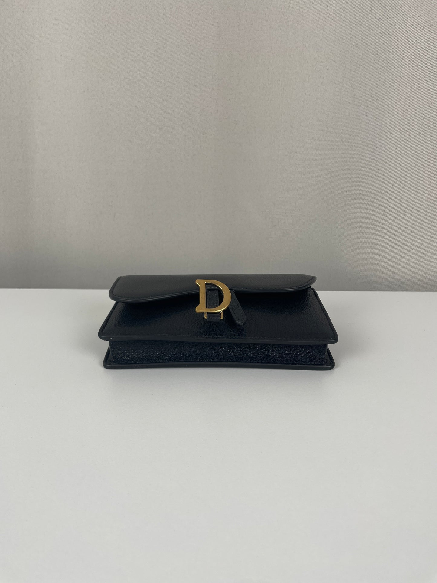 Dior saddle belt black leather bag