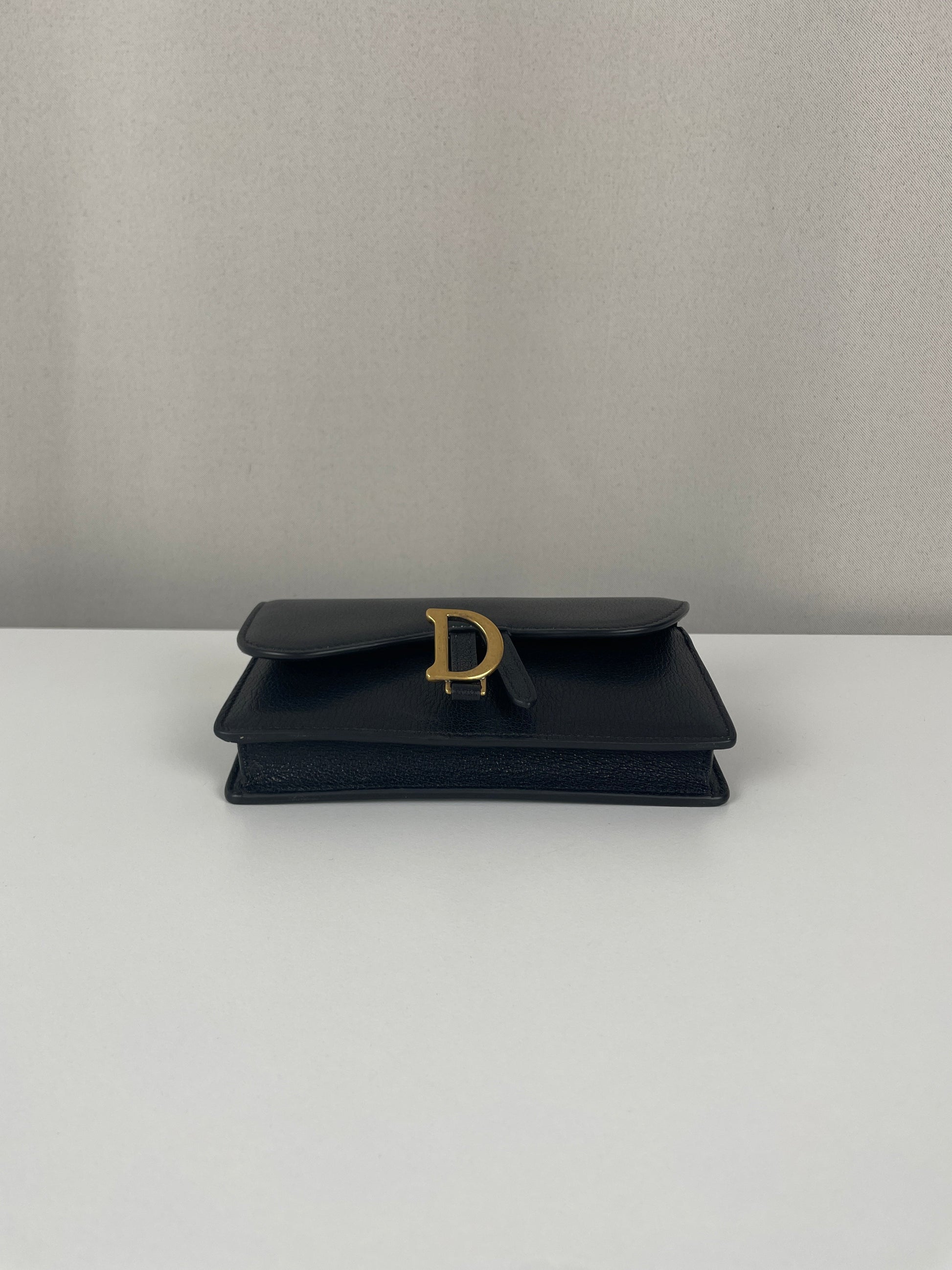 Dior saddle belt black leather bag