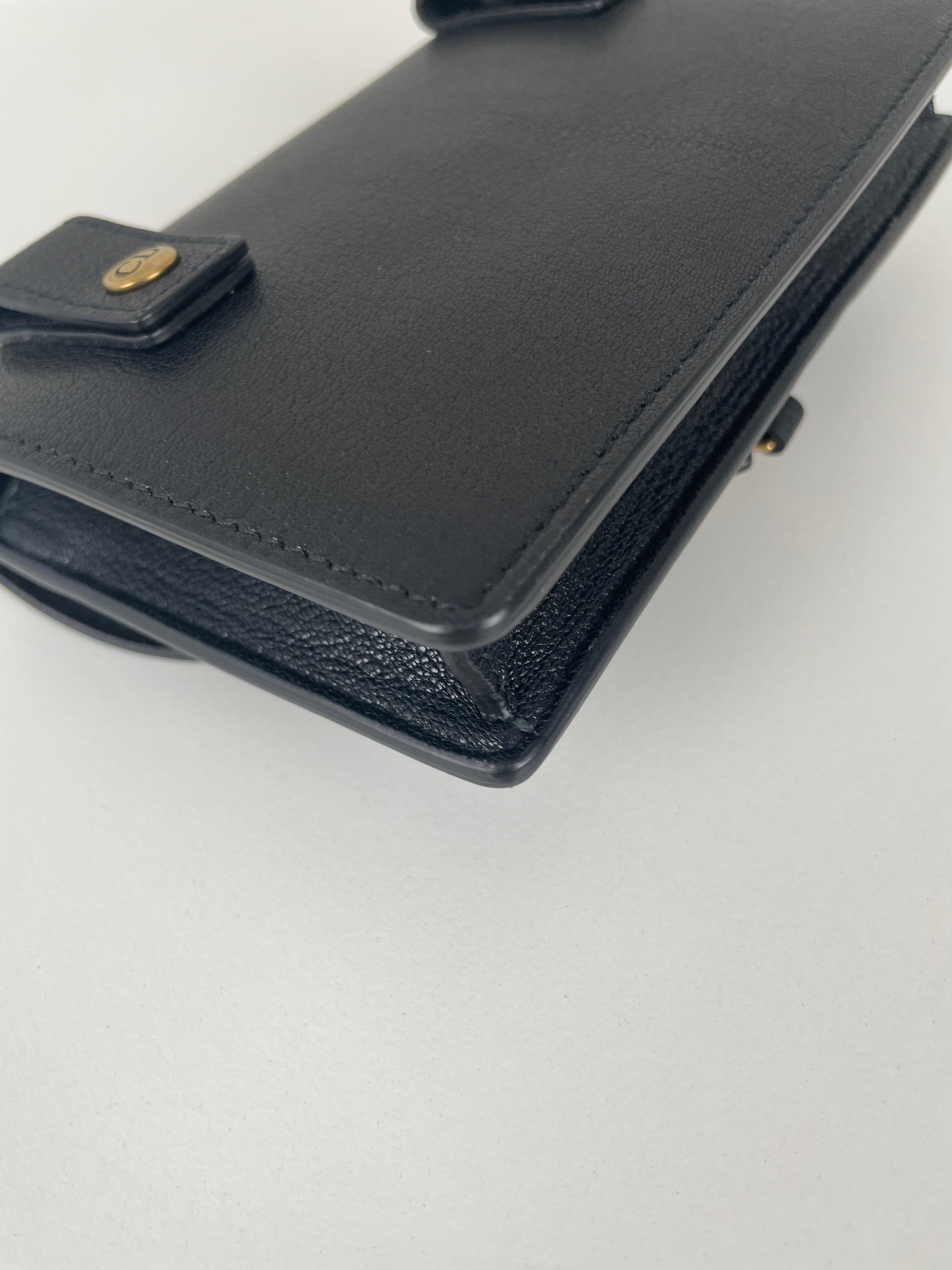 Dior saddle belt black leather bag