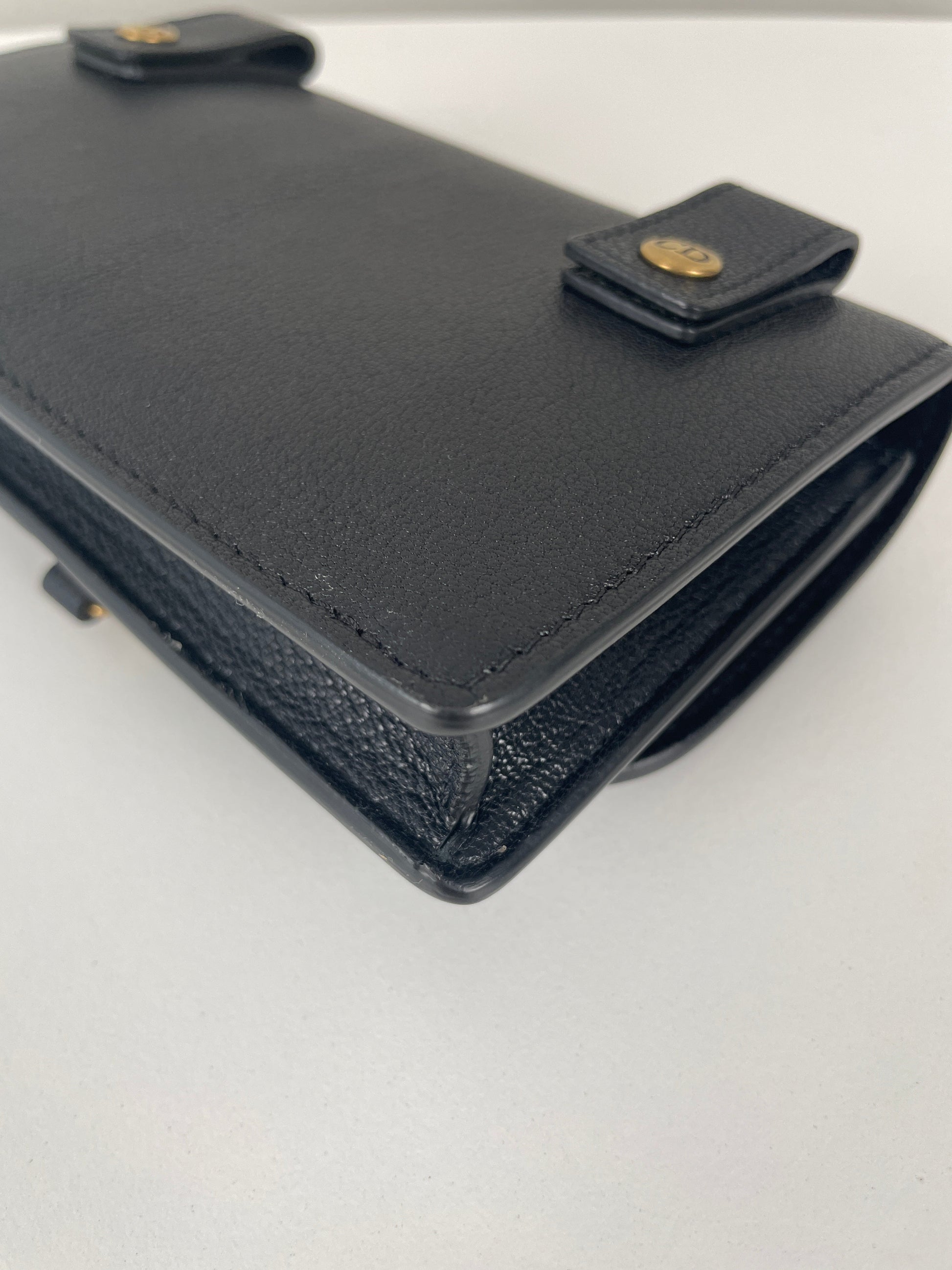 Dior saddle belt black leather bag