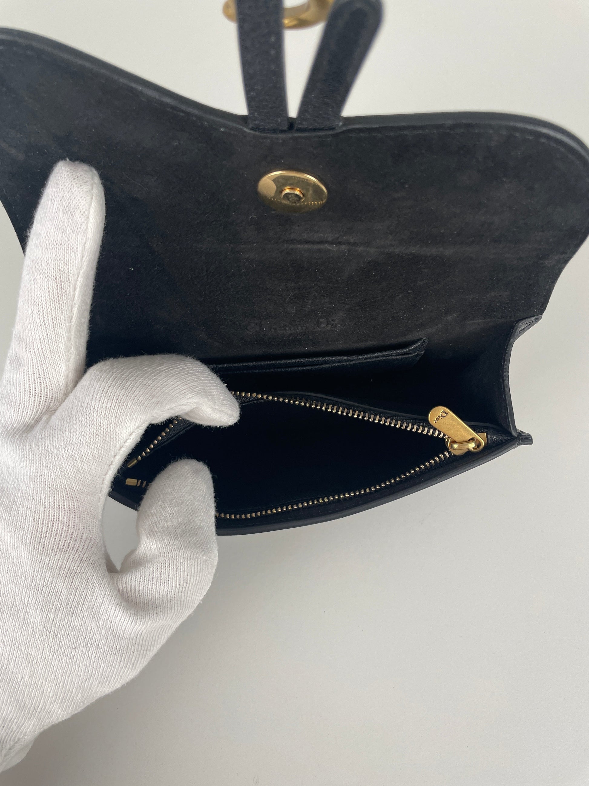 Dior saddle belt black leather bag